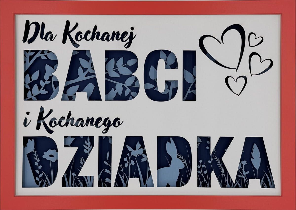 Ramka 3D shadow box Dla Kochanej Babci i Kochanego Dziadka Łąka 32x23