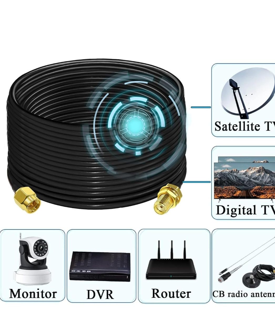 GTIWUNG RG58 SMA do SMA Kabel  15 m WiFi Antena