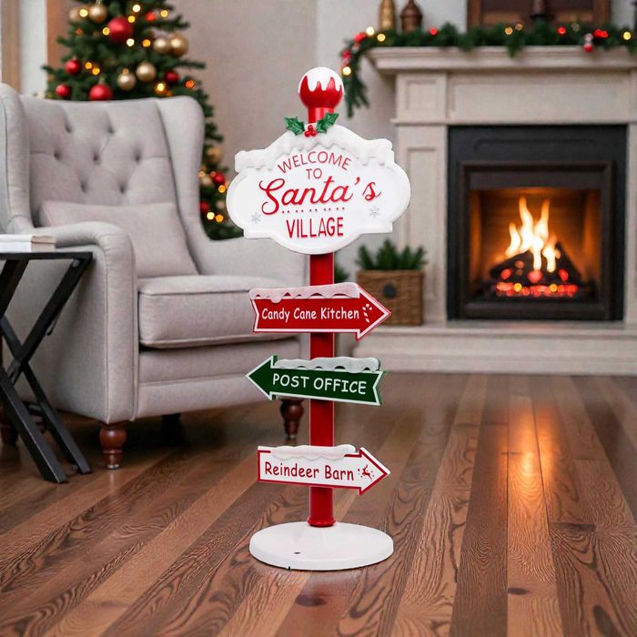 Dekoracja Świąteczna Słup Drogowskaz LED Lampki Oświetlenie  95cm