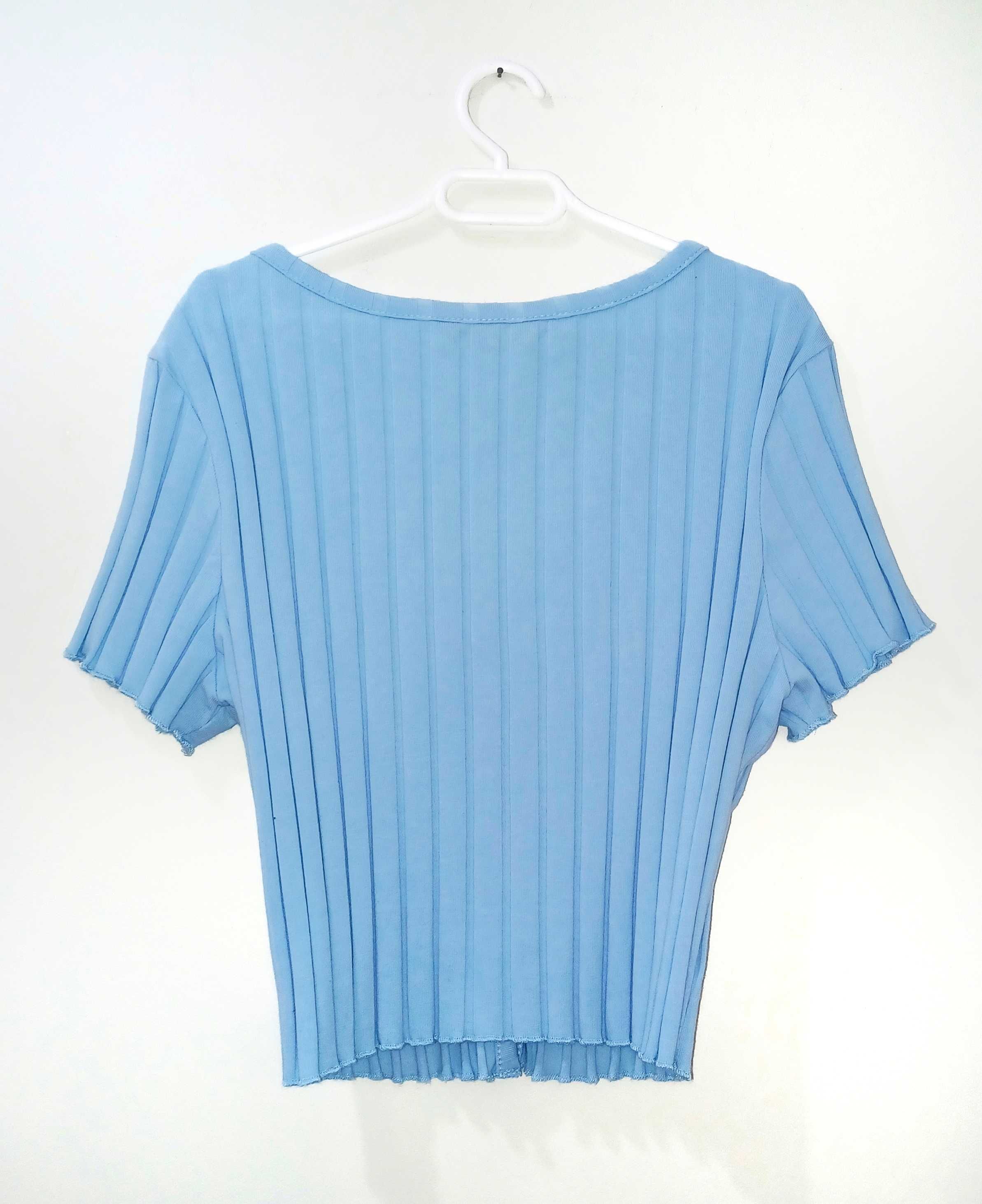 Sweterek krótki niebieski błękitny baby blue bawełna guziki Shein 36/S