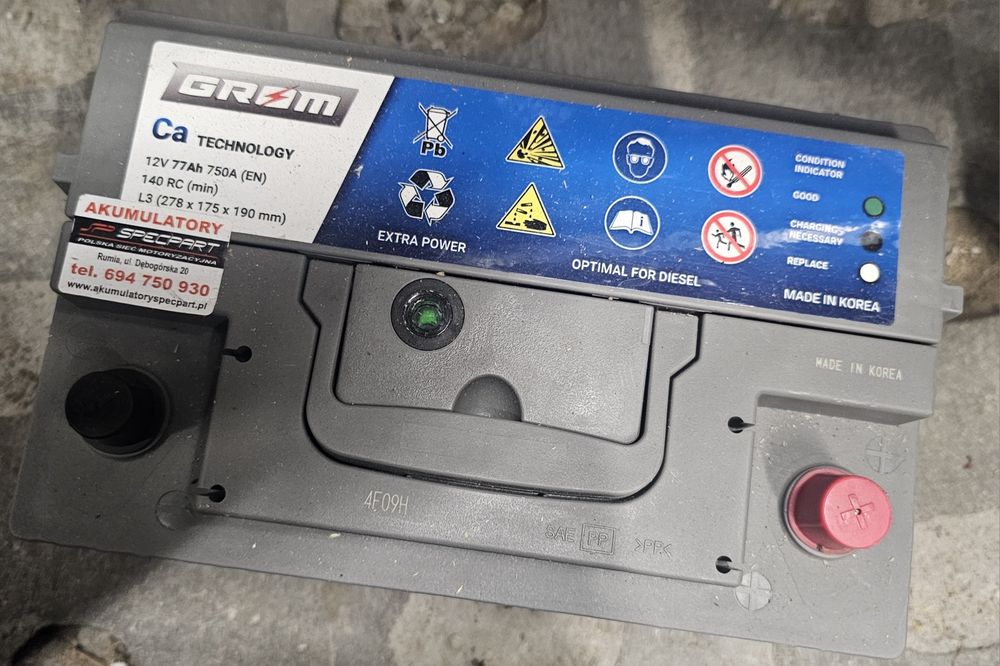 Grom 77ah 750a nowy akumulator