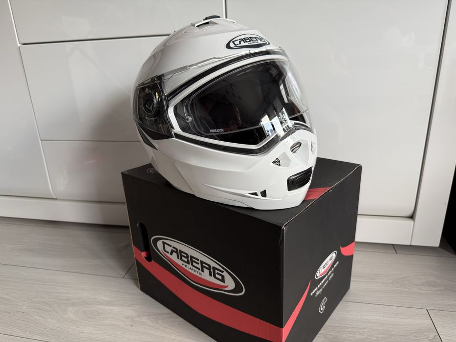 Kask szczękowy Caberg Duke II white metal rozmiar M plus intercom