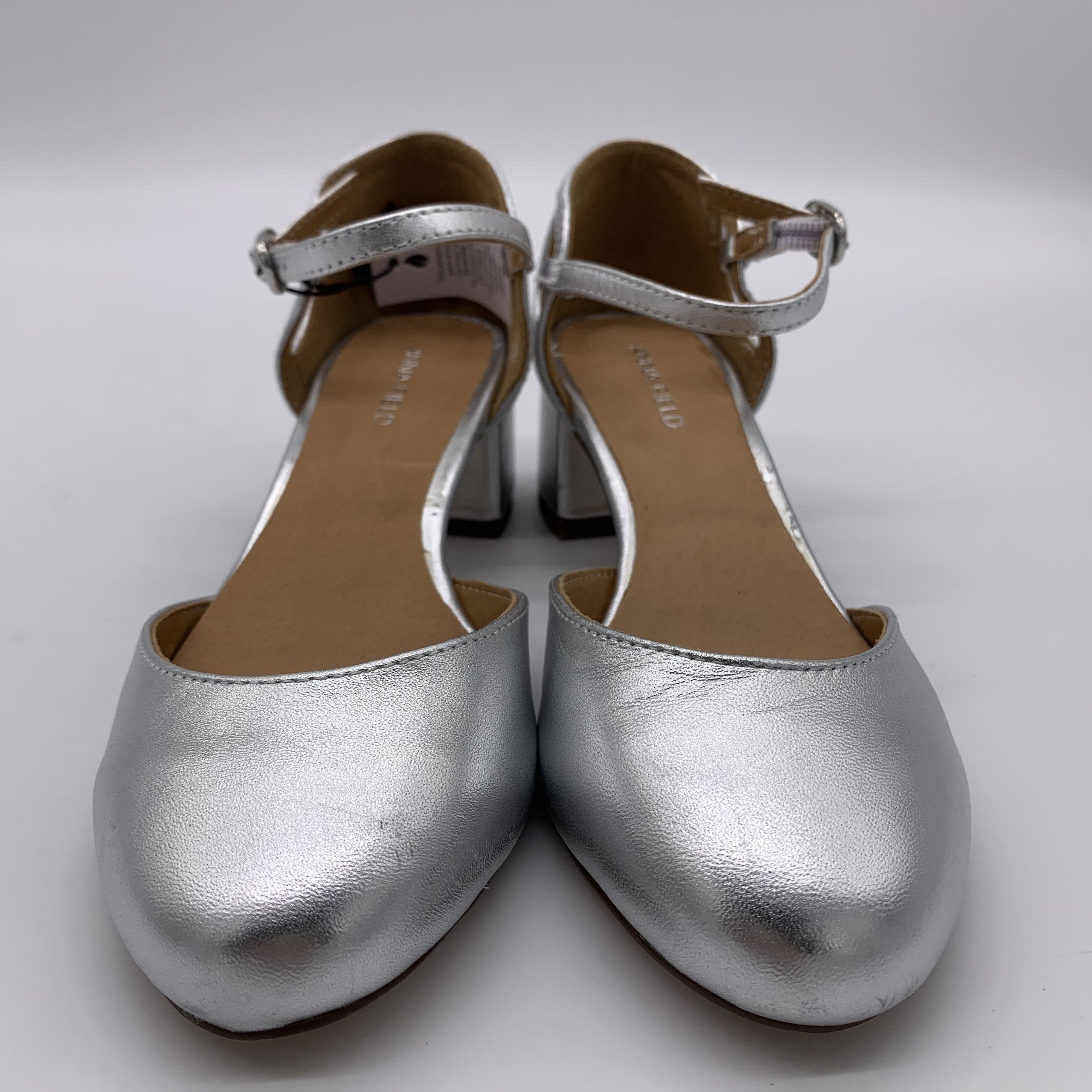Buty damskie czółenka srebrne na klocku skórzane Anna Field rozmiar 36