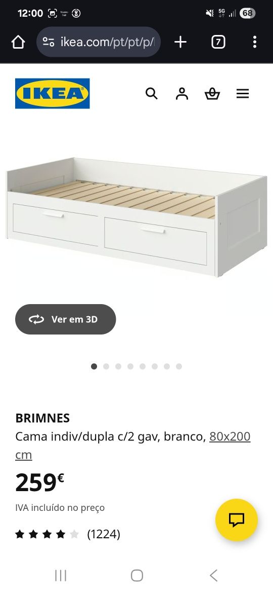Cama ikea dupla com gavetas