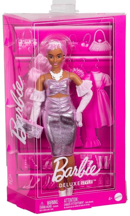 Лялька Барбі Делюкс із рожевим волоссям у сукні металік Barbie Deluxe