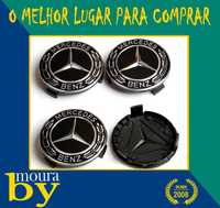 4 Centros de Roda Mercedes AMG preto 75MM Clase A B C E G