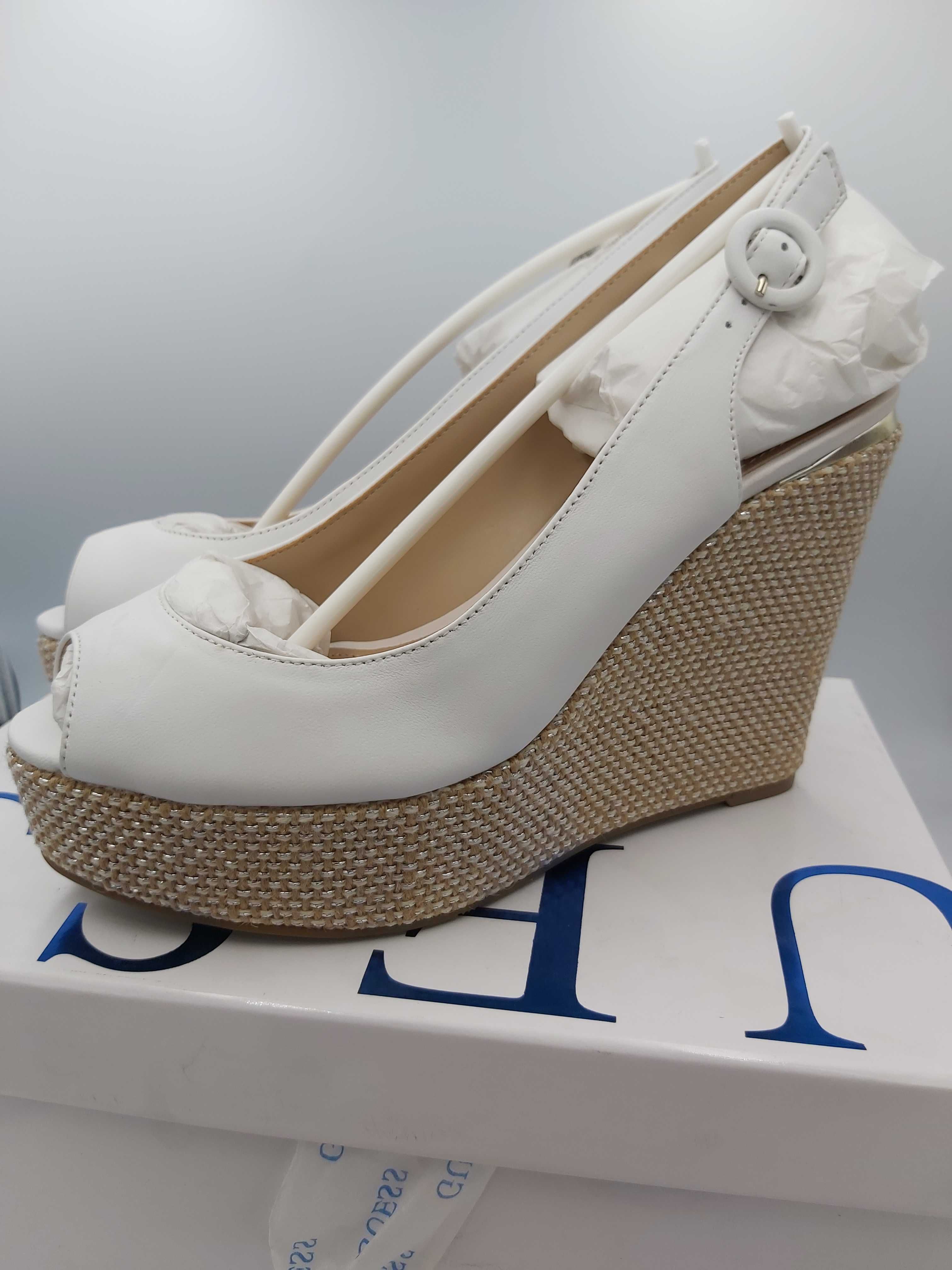 NOWE espadryle GUESS koturna białe sandały rozmiar 38