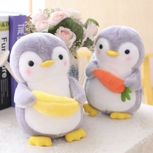Плюшевий пінгвін з бананом 23 см, мʼяка іграшка пінгвін з бананчиком