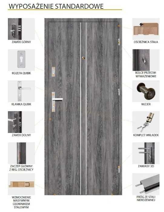 Drzwi antywłamaniowe zewnętrzne wejściowe z montażem akustyczne