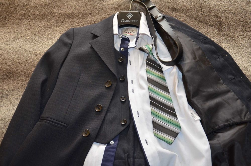 Zestaw 7-części * garnitur 134 * garnitur koszula krawat pasek torba