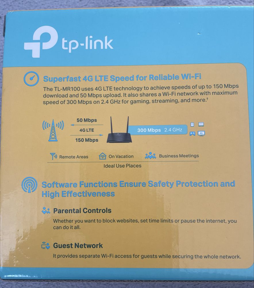 Router TP-LINK TL-MR100 4G LTE 2.4 GHz, Gniazdo SIM