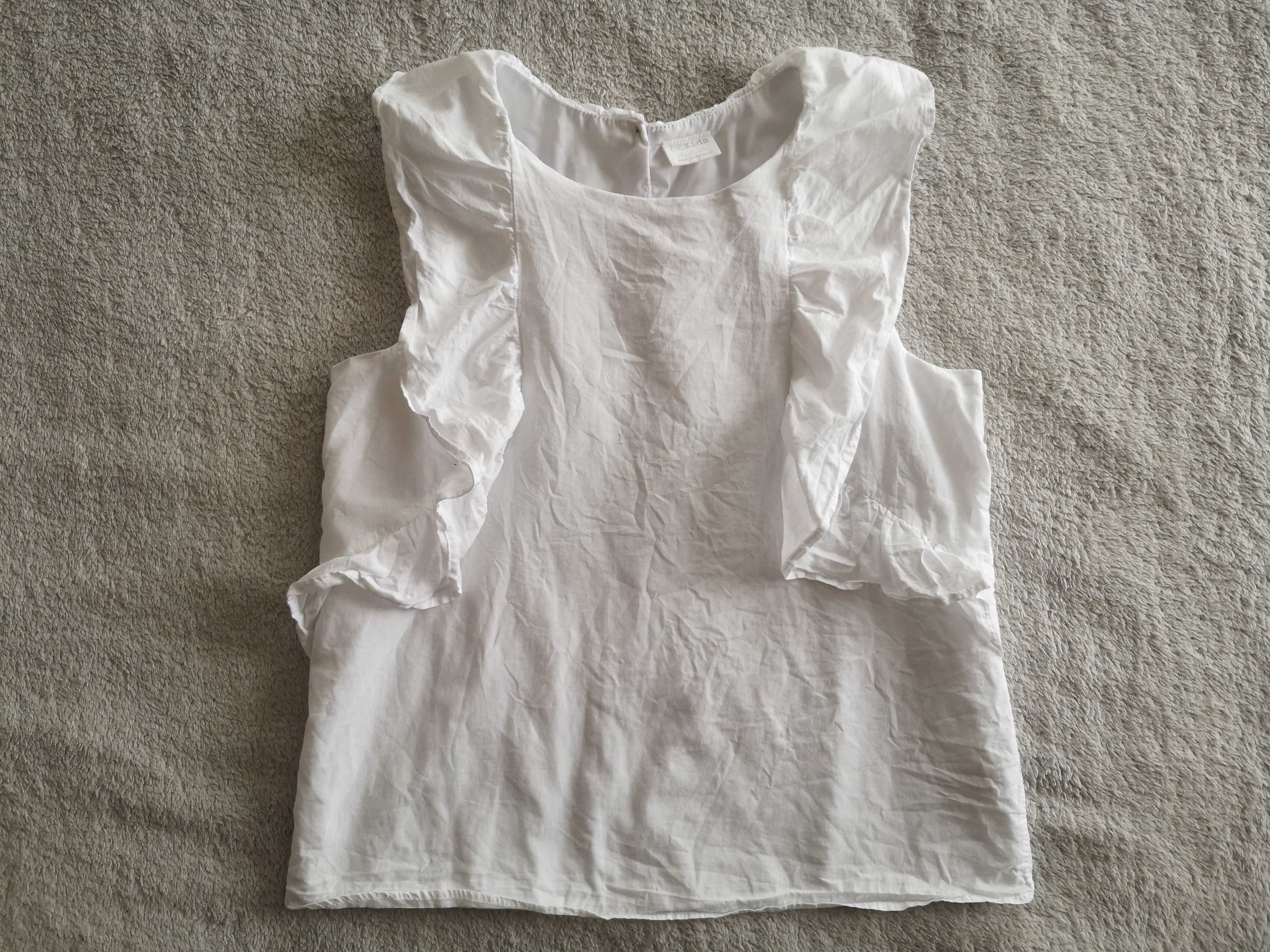 Biała elegancka bluzka koszula z falbanami falbankami F&F 146 jak nowa
