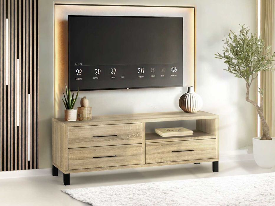 WYPRZEDAŻ! Ostatnie sztuki! Szafka RTV Sonoma–137 cm| 3 Szuflady+Półka