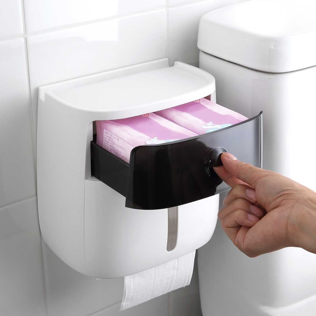 Держатель для туалетной бумаги клеящийся (серый/черный)