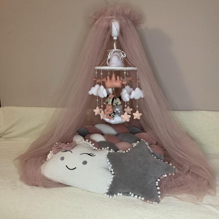 Бортики в ліжечко + Мобіль + Балдахін