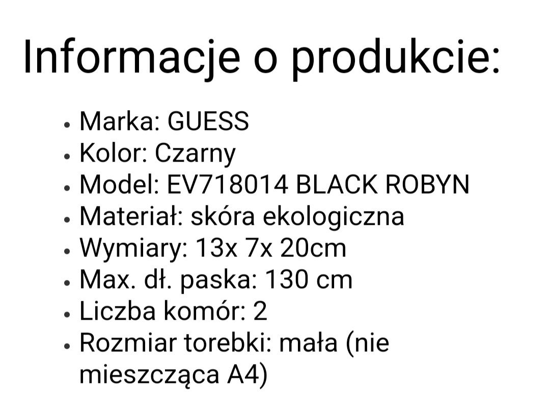 Torebka GUESS Model:EV718014 black