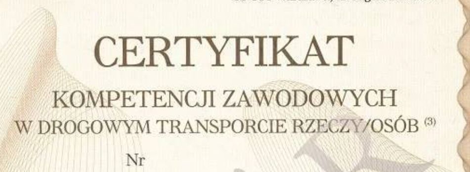 Certyfikat kompetencji zawodowych na przewóz OSÓB