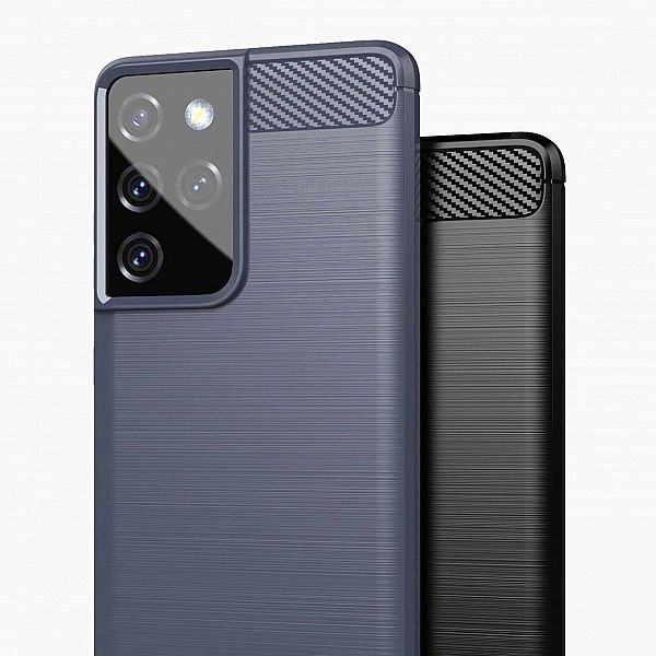Carbon Case elastyczne etui pokrowiec Samsung Galaxy S21 Ultra 5G nieb