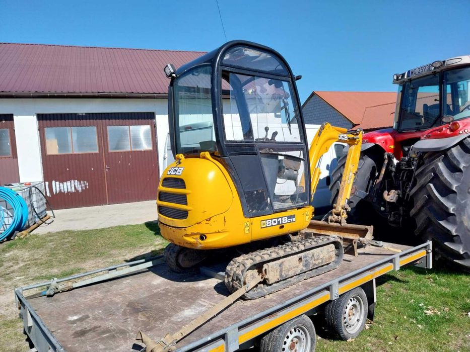 minikoparka JCB 8018 = gotowa do pracy = 3 łyżki = rozsuwane gąsienice