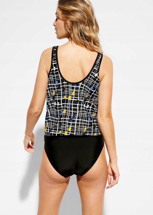 B.P.C czarne tankini w kolorowe wzory 36.