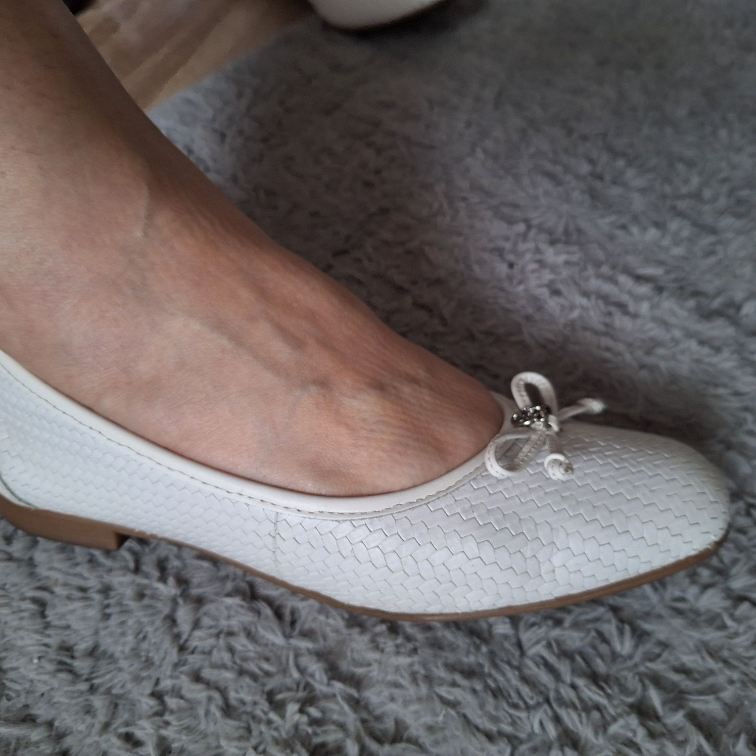 Buty baleriny białe skórzane do sukienki komunijnej / komunijne roz.37