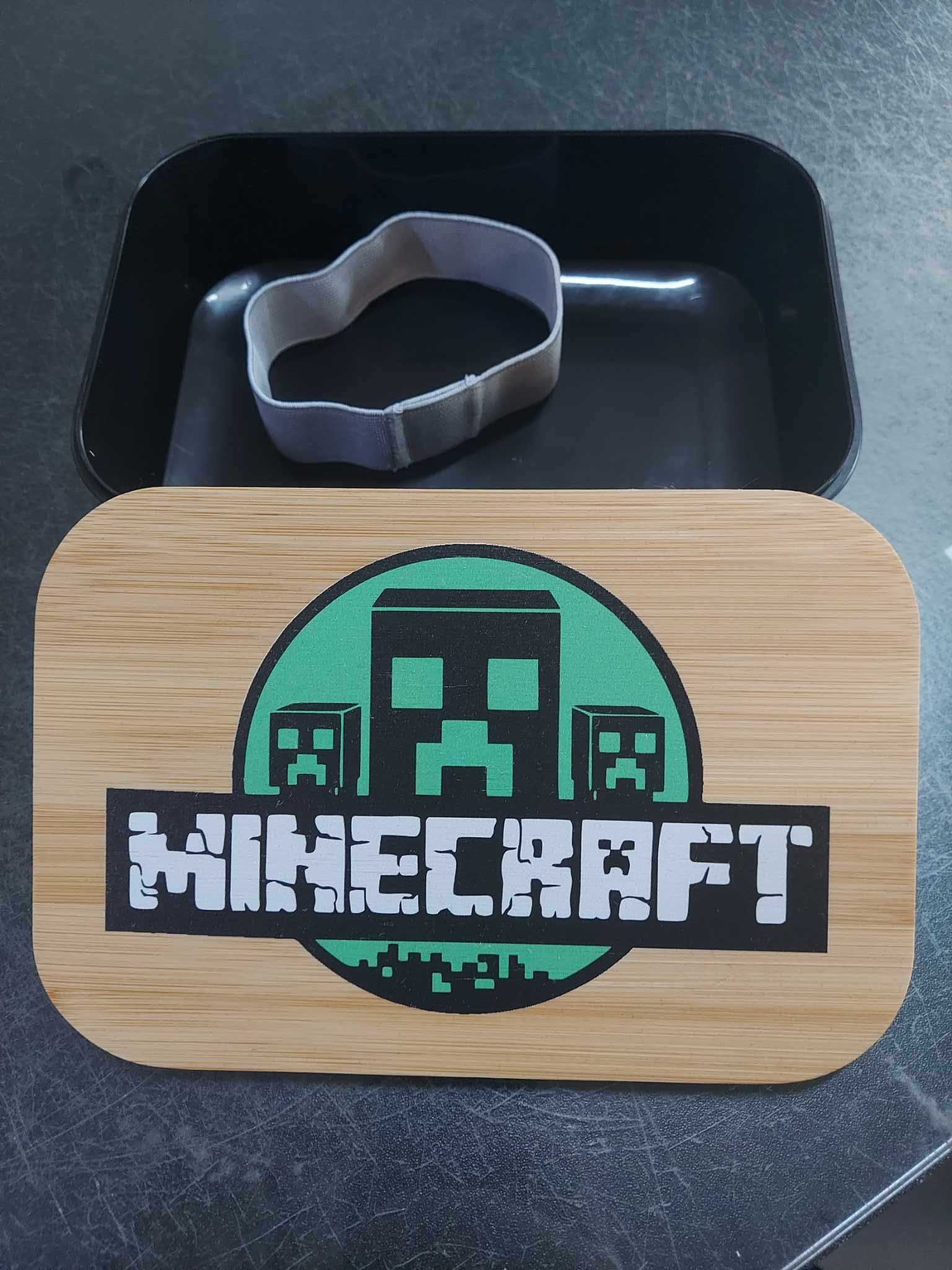 Minecraft logo Pudełko śniadaniowe 850 ml, bambusowe druk UV lunchbox