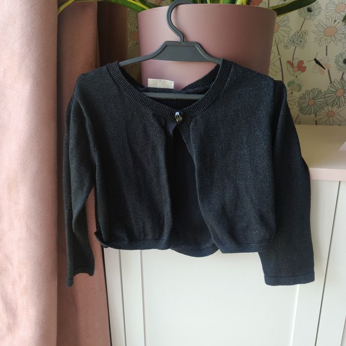 Bolerko czarne wizytowe gala krótkie brokat 140