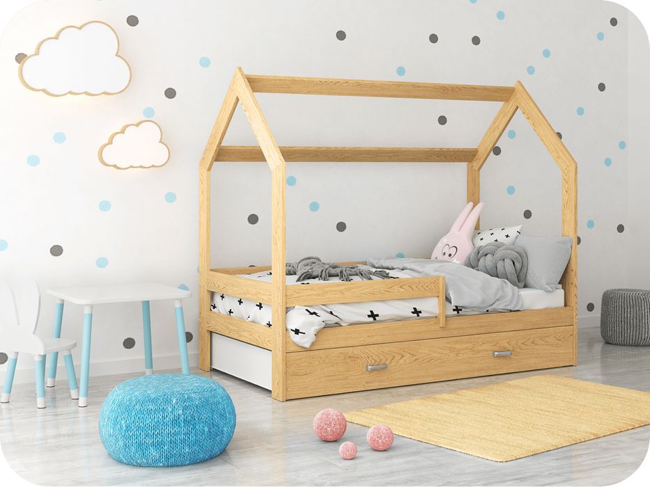 Łóżko Domek dziecięce 160x80 dla dzieci sosna + szuflada sosna
