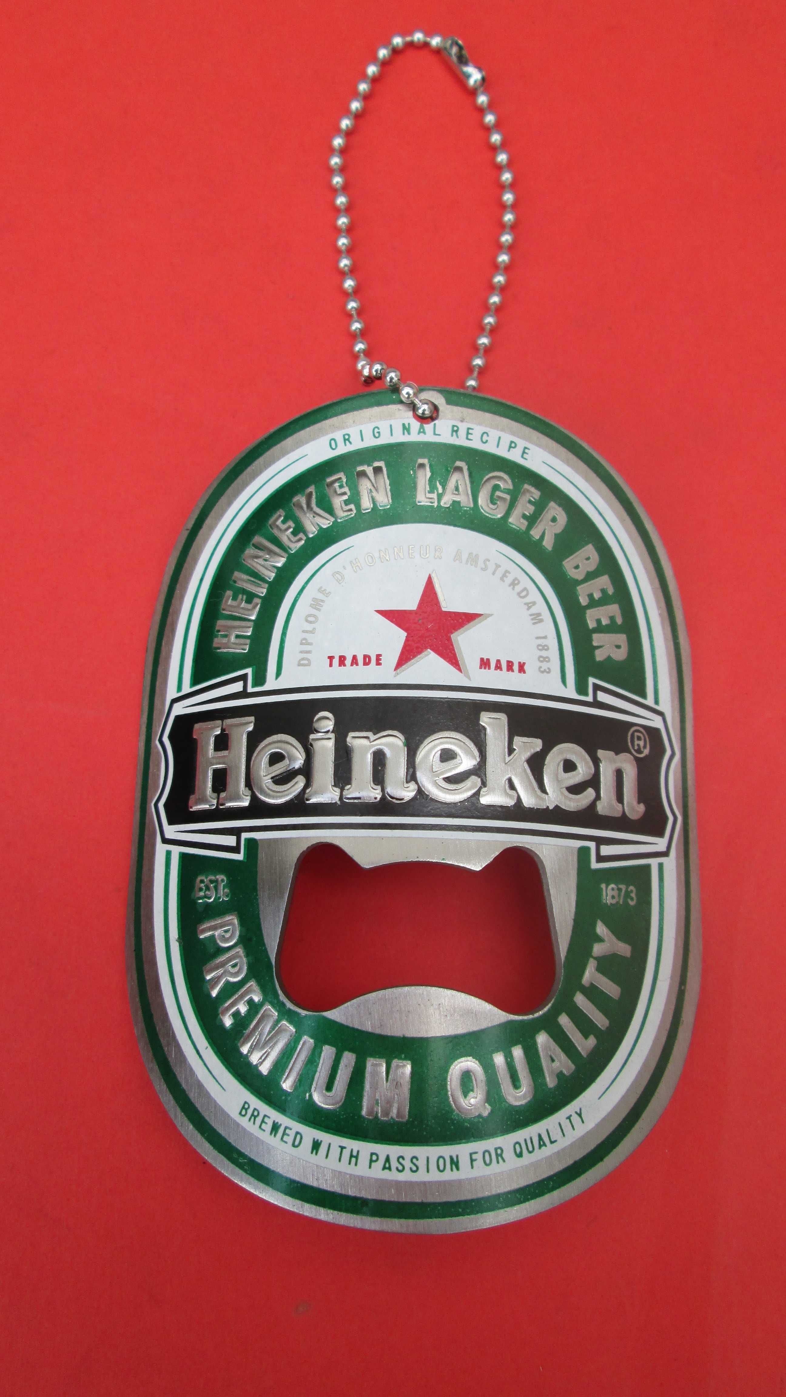 Heineken Lager Beer zakrzywiony gruby otwieracz do piwa ze stali