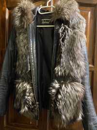 Кожаная куртка женская с мехом чернобурки