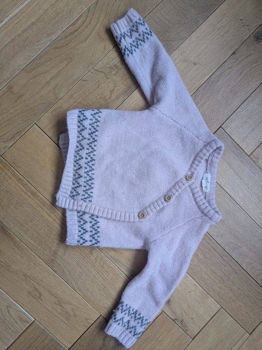 Merino sweter rozm. 74 (9m), Reflex, 100% wełna, pudrowy róż