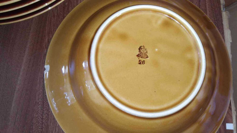 Zestaw talerzy ceramicznych miski obiadowe deserowe taca Tułowice prl