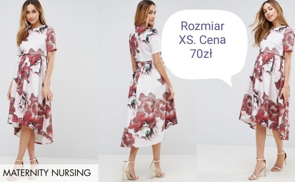 Elegancka sukienka ciążowa i z funkcją karmienia r.34/36