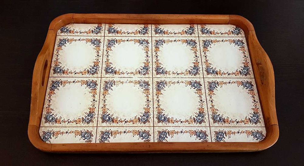 Conjunto de 6 tabuleiros de mesa ou quarto e suporte de garrafas