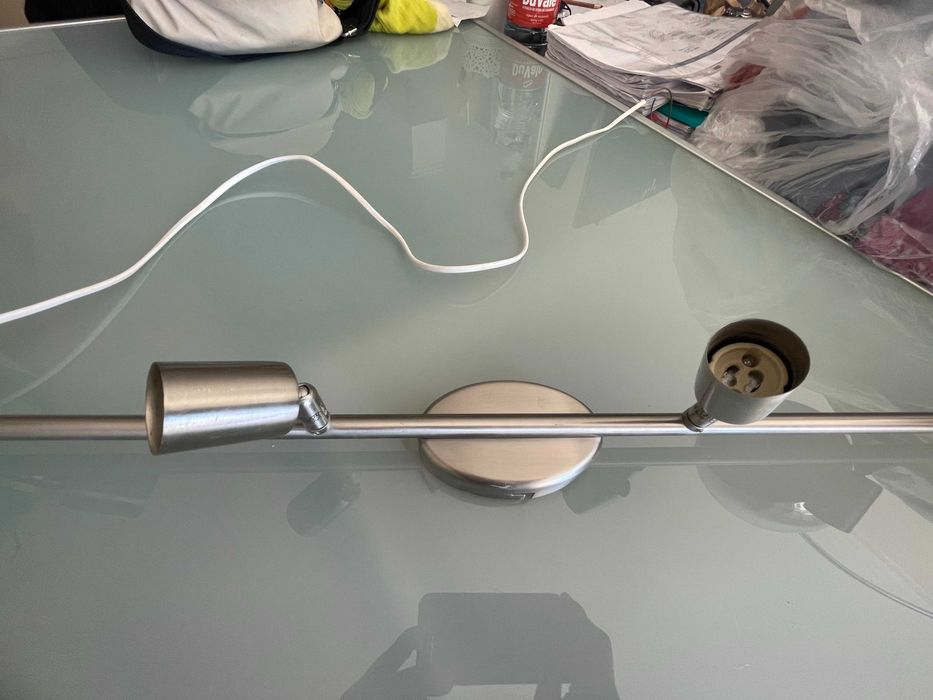 Aplique de parede, com 4 focos, em inox escovado