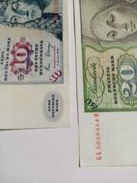 2 banknoty 10 i 20 marek niemieckich