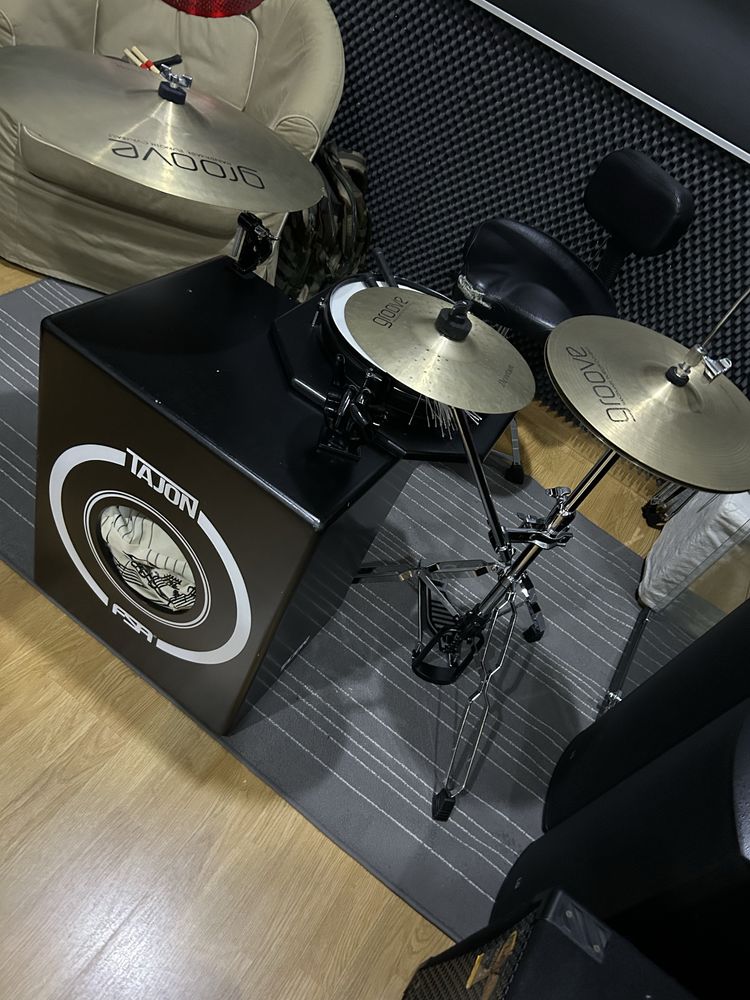 Kit bateria acustica custom tajon pratos groove personalizado incrivel