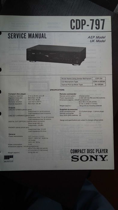 Руководство по ремонту SONY CDP-797