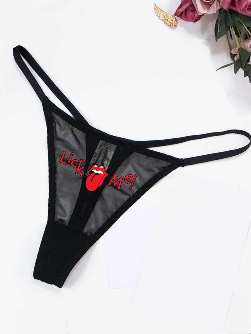 Bielizna erotyczna majtki, stringi sexy NAPIS LOGO - B54