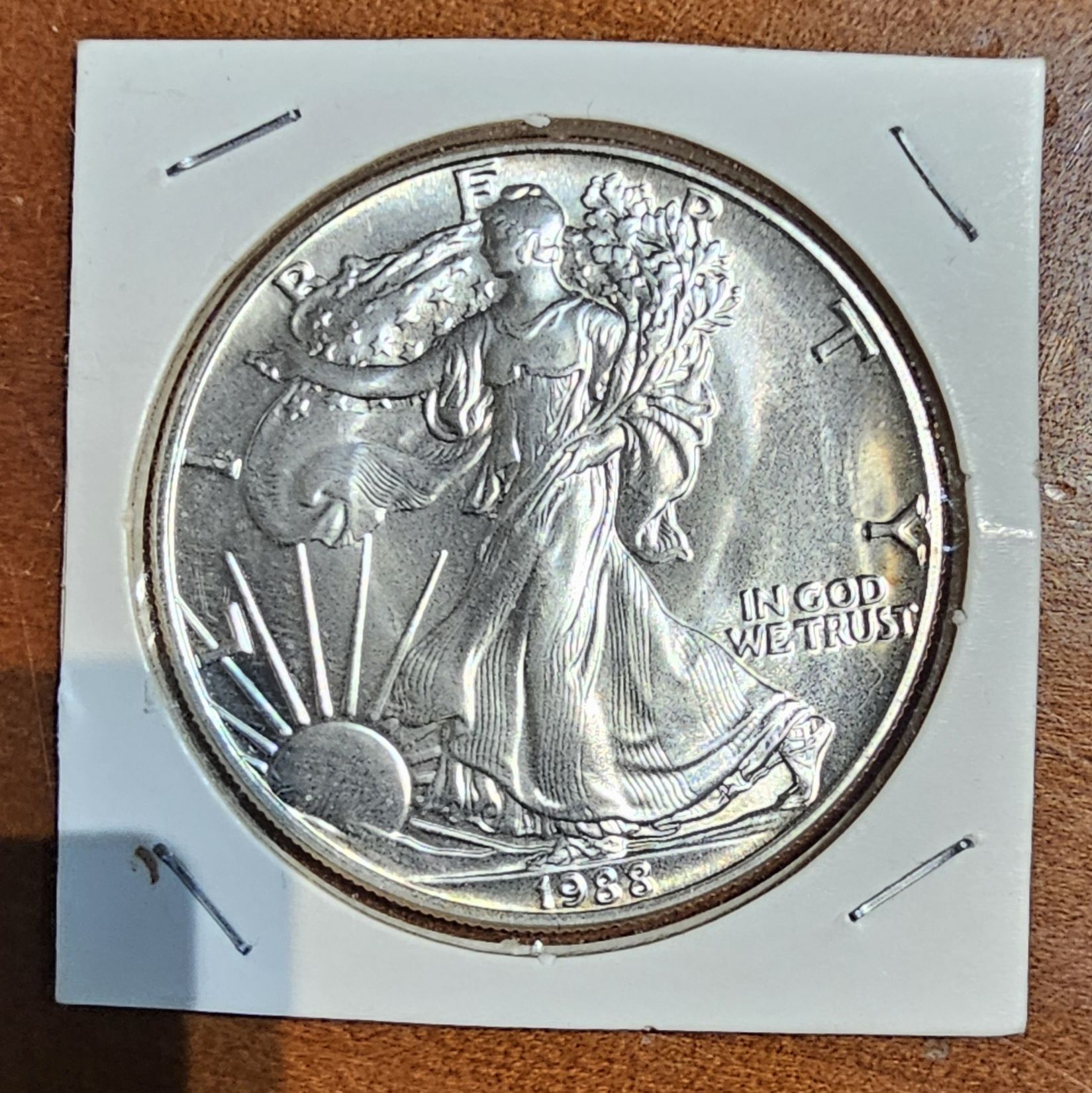 Moeda de 1 dollar de prata, ano 1988.