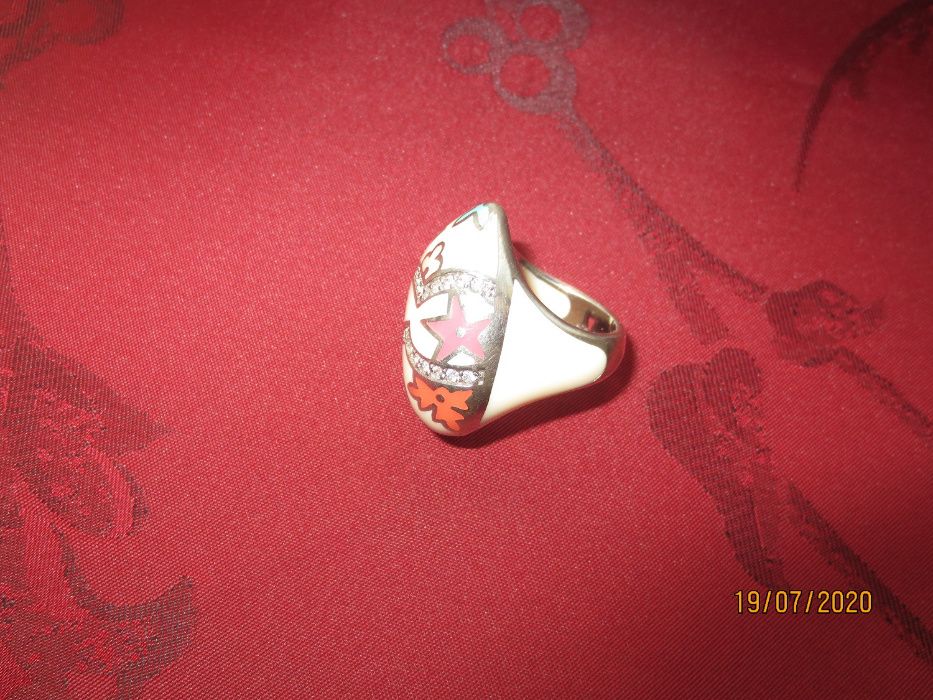 Кольцо серебро Ag 925° , родированное, муранское стекло
