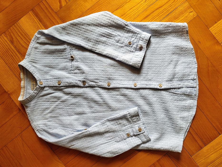 koszula chłopięca Zara, wiek ok. 8-10 lat, rozm 140 cm, błękit, stójka