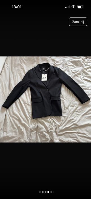 nowa marynarka zara szerokie ramiona poduszki czarna m 38 oversize 50
