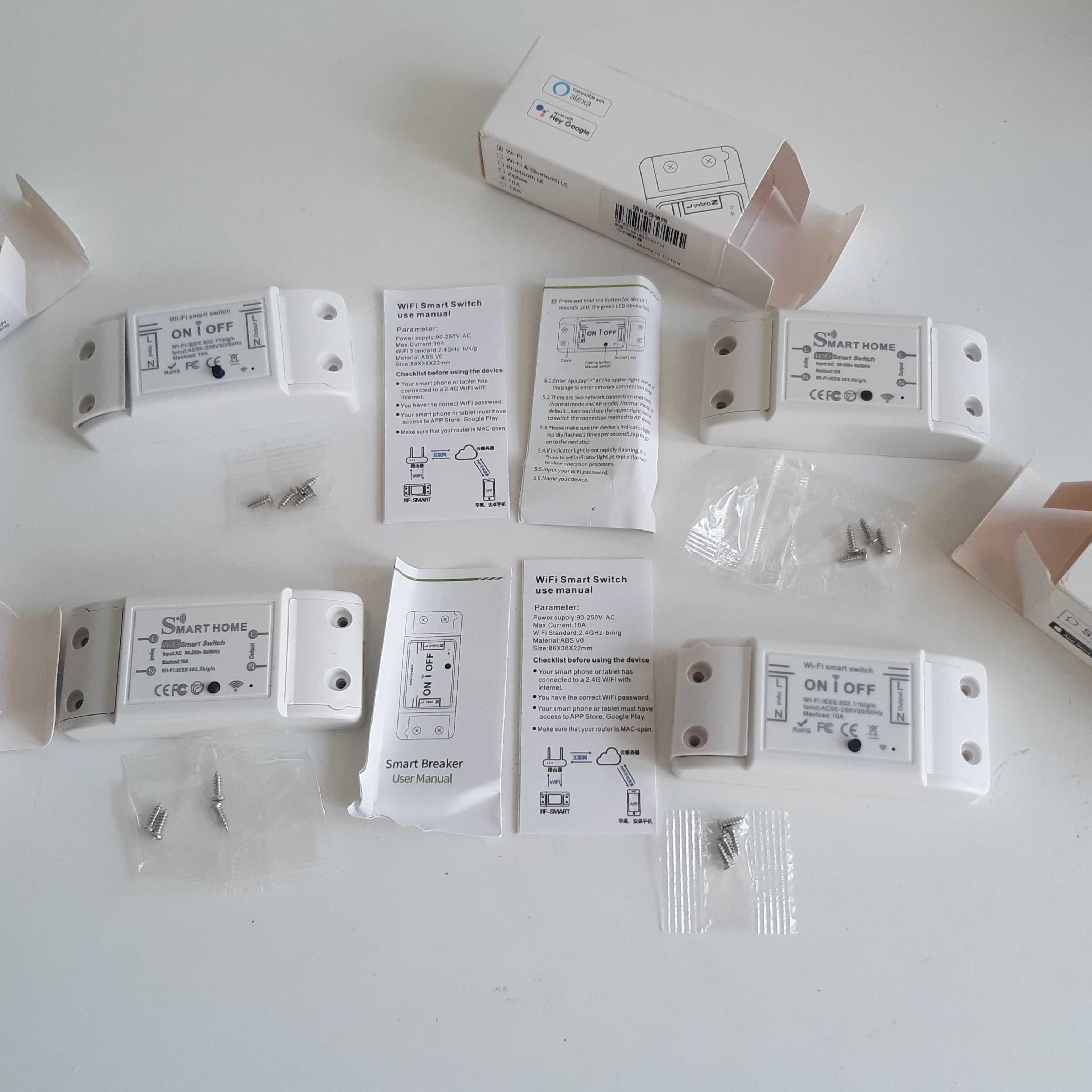 4 Interruptores Inteligentes Wi-Fi Alexa Hey Google Smart Switch Novos