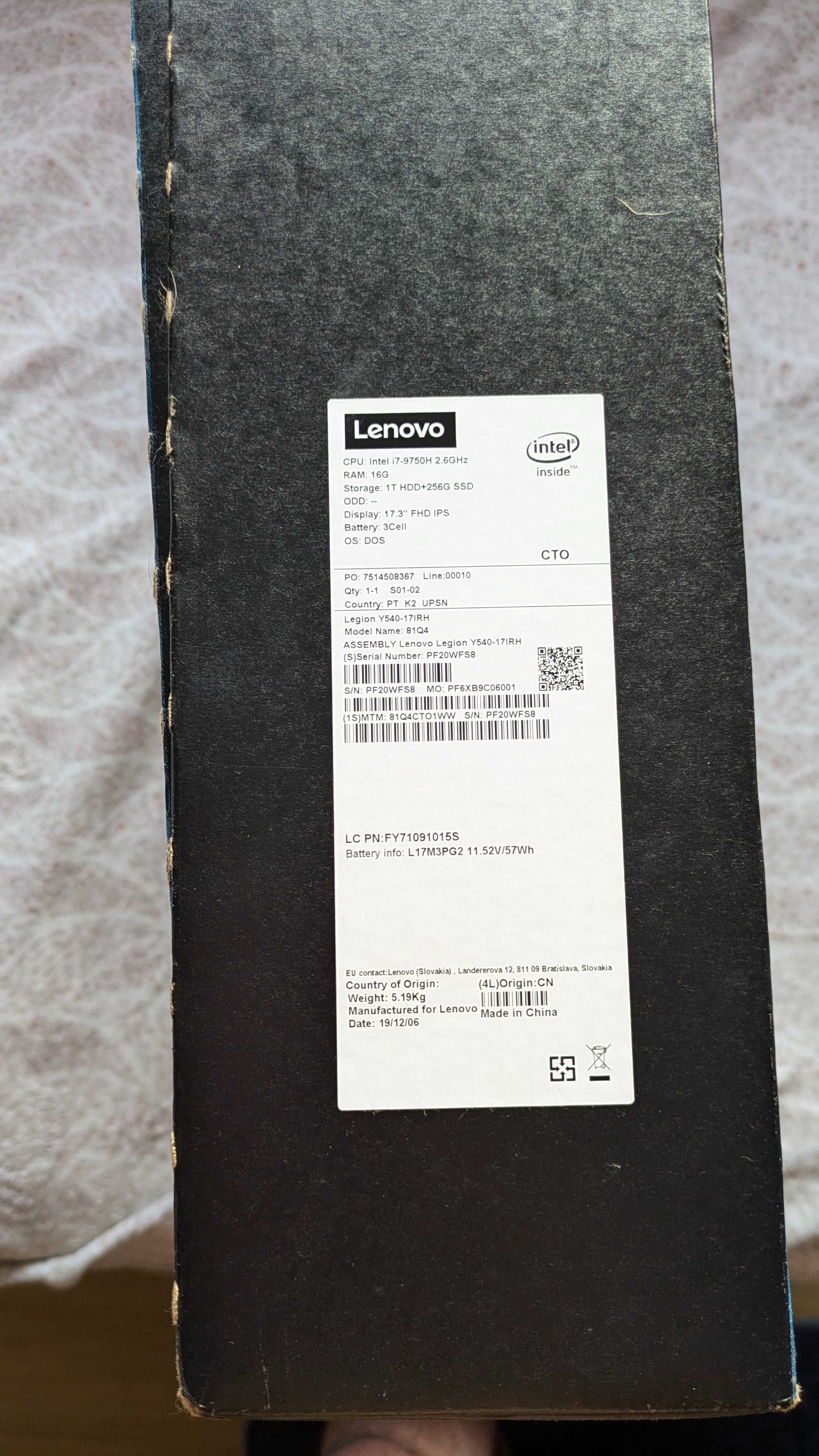 LENOVO Legion Y540-17IRH | RTX 2060 | 16GB | i7-9750H