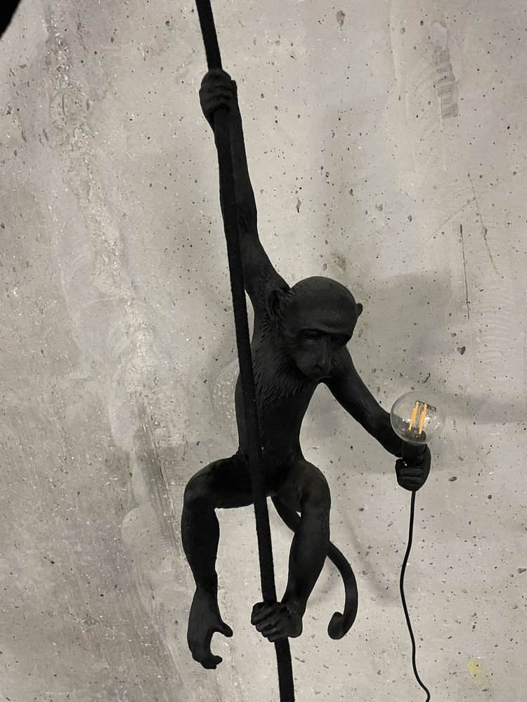 Lampa wisząca HANGING MONKEY 76,5 cm, z liną, czarny, Seletti