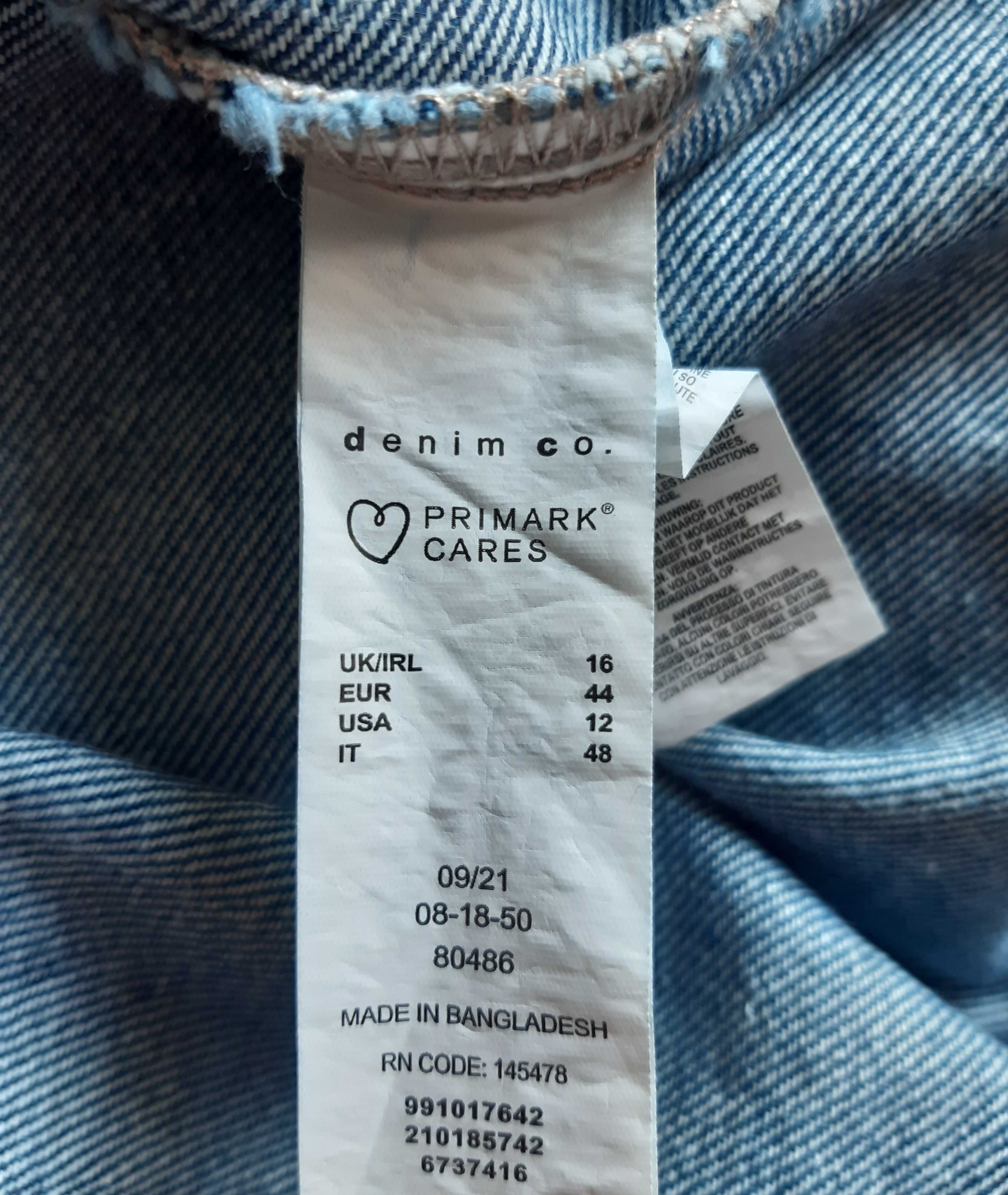 Джинсовое платье рубашка батал поясок длинные объемные рукава primark