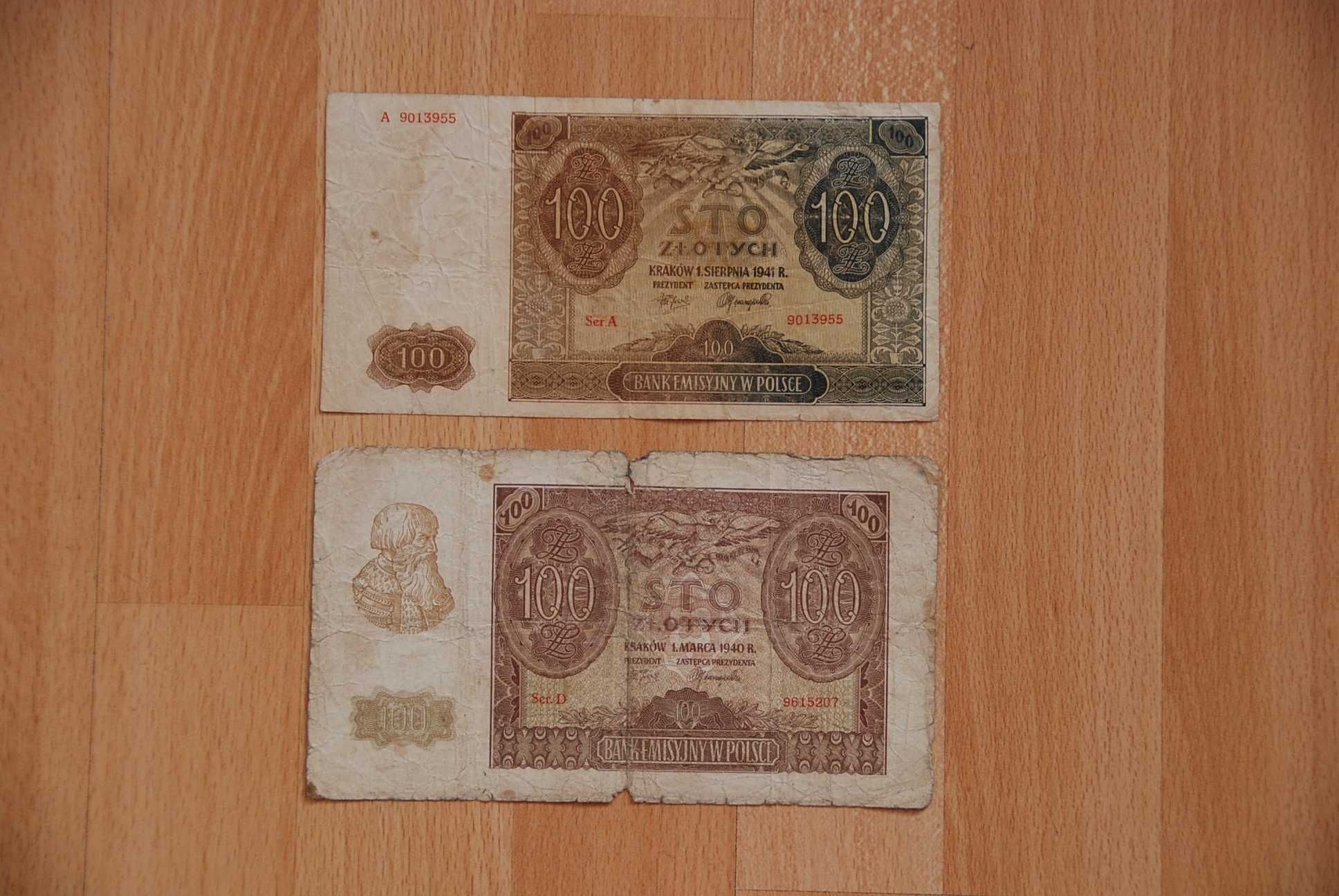 Banknoty 100zł 1940r. 1941r.