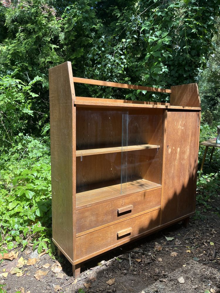 REZERWACJA Szafka highboard biblioteczka witrynka regał PRL dąb