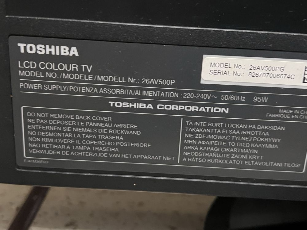 Toshiba Tv 26cali HD ready